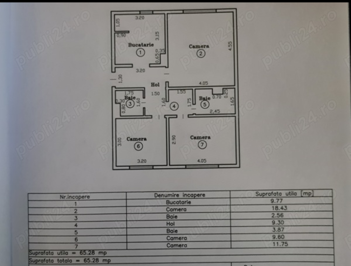 Apartament cu 3 camere cu 2 bai in bloc anvelopat